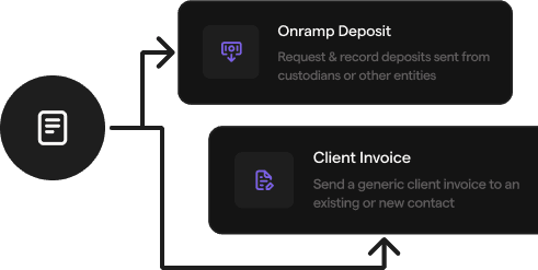 Onramp deposit and client invoice records